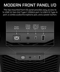 3200D RS Mid Tower PC Case front panel with USB and audio ports, part of the 3200D RS Mid Tower PC Case With 3 RS120 PWM Fans Included.