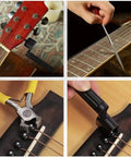 Pro Grade Guitar Tool Kit For Setup And Repair, Deluxe Luthier Tools Bundle with fret crowning files and string winder in use