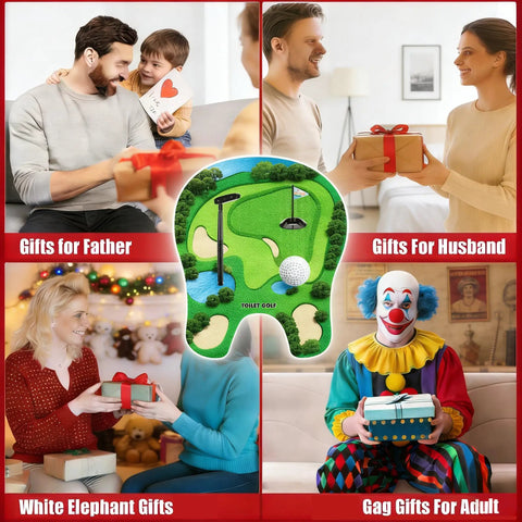Bathroom Toilet Golf Putting Game For Quick Laughs And Stress Relief gift collage with different gifting occasions