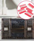 5 Pack Self Adhesive Piano Hinges For Clear Acrylic Flush Mount Cabinet Doors And Glass Projects Easy Tool Free Installation No Drilling Necessary Ideal For Jewelry Boxes Small Cabinets And DIY Storage Upgrades showing a decorative box with hinges