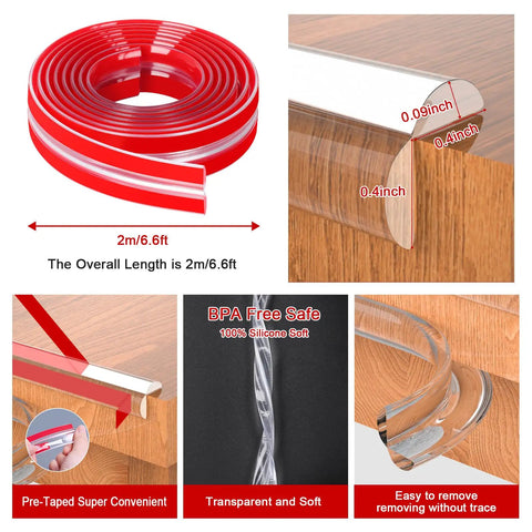 Thick Silicone Baby Proofing Corner Protectors And Soft Edge Bumper Strips That Stick Like Crazy For Super Safe Kids Rooms And No Real Stress Parenting Wins, clear silicone, 2m length.