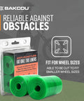 Puncture Proof Fat Tire Liners, Set of 2, Flat Tire Protection for Fat Bikes packaging with adjustable green liners displayed.