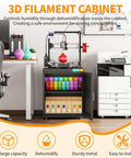 Dehumidifying 3D Printer Cabinet With 180L Storage For Up To 40 Filament Rolls shown in office setting