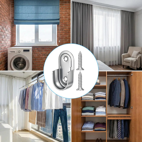 12 Pack Oval Closet Rod End Supports Heavy Duty Wardrobe Bracket Holders With 24 Screws for 15 By 30 MM rods in various home settings