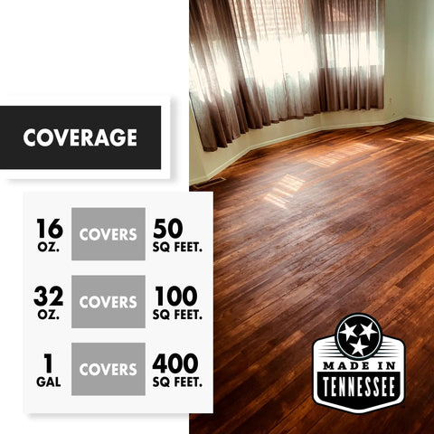 Top Shelf Dark Tung Oil Wood Finish Blended With Citrus Orange Peel Oil For Cutting Boards And Butcher Blocks Food Grade Matte Sealant No Sweat Application Badass Long Lasting Protection 32 Oz Container coverage details on wood floor.