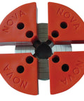 Soft Wood Lathe Chuck Jaw Set With Four Nylon Segments for Sweet Custom Grip and Markless Holding, top view.