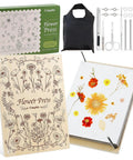 Large 11.8x8.3 Inch Flower Press Kit With 10 Layers For DIY Pressed Flowers Bookmarks And Frames, includes wooden plant press and accessories.