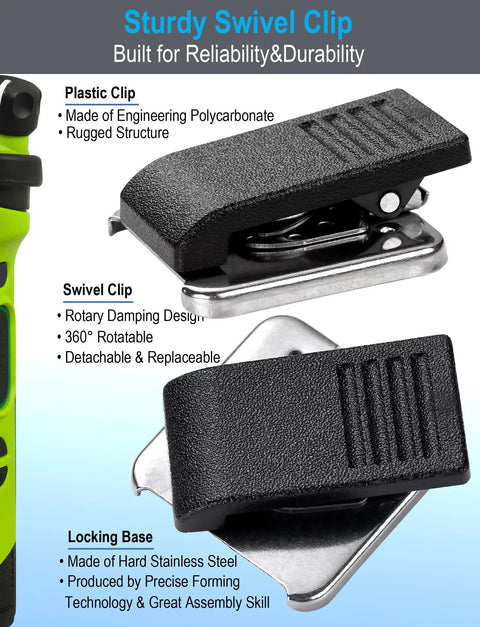 Close-up of sturdy swivel clip for 5 Pack Speaker Microphone For Motorola Handheld Radios R5 XPR 3300e 3500e 3300 3500.