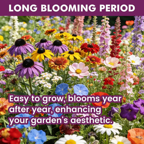 Massive Wildflower Seed Bulk Pack With 10,000 Seeds, 21 Varieties Perennial And Annual Heirloom Mix For Outdoor Or Indoor Gardens, Attracts Butterflies And Hummingbirds, Rainbow Bloom In Every Bed, High Germination Rate, Easy Planting