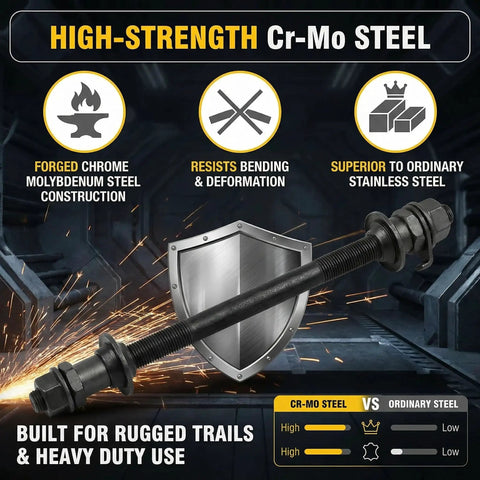 1 Pair Front And Rear Bicycle Solid Axle Set With 14cm Front And 18cm Rear Shafts, durable Cr-Mo steel construction