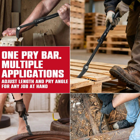 Extendable Telescoping Pry Bar With Adjustable Indexing Positions That Give Straight Up Heavy Duty Leverage To Kick Rusted Bolts Free In Cramped Spots A Badass Shop Tool Every Pro Wants For Zero Sweat Pulling Power On Tough Jobs Daily used for lifting wood pallets and tires.