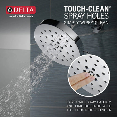 Contemporary Shower Head With H2Okinetic Technology, Drench Style Spray For More Coverage, Touch-Clean Chrome Finish
