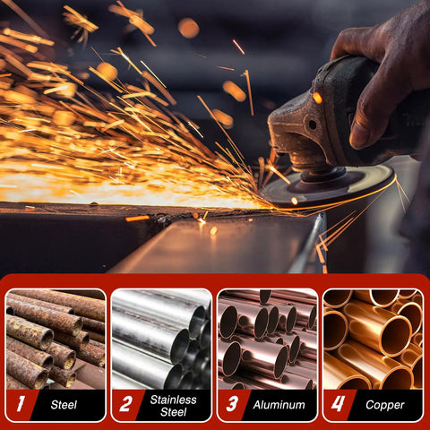 Action shot of 10 Pack 9 Inch Aluminum Oxide Grinding Wheels For Metal And Stainless Steel, Depressed Center Discs, grinding metal