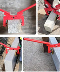 Beater Proof Heavy Duty Stone Lifting Clamp For Granite Slabs And Concrete Blocks adjustable tongs lifting a granite block on a job site.