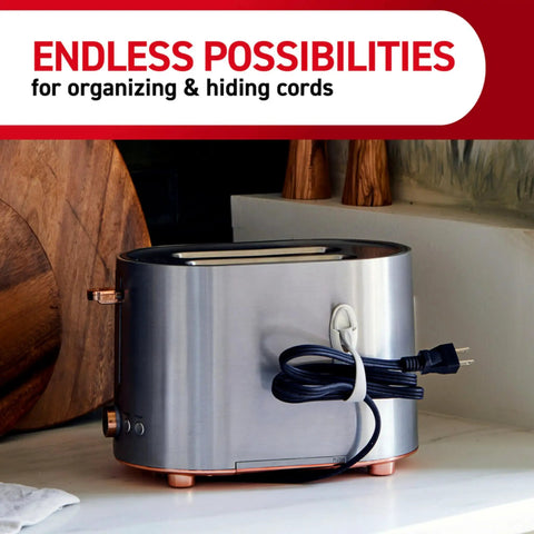 Damage Free Cord Bundlers For Walls No Tools Needed No Holes Holds Up To 2 Pounds Six Gray Bundlers With Twelve Strips used on toaster