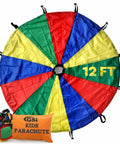 12 ft rainbow parachute for kids with cross-stitched handles, focus keyword: Rainbow Parachute Play For Kids 12 Foot Playground Parachute