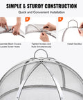 Step-by-step assembly of 36-Inch Fire Pit Spark Screen Lid Round Stainless Steel Fire Ring Cover with handles installation.