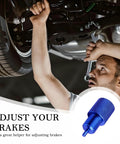 Man using a wrench with Heavy Duty Adjustable Proportioning Valve Bleeder Tool Rock Solid Aluminum Brake Bleeder Kit.
