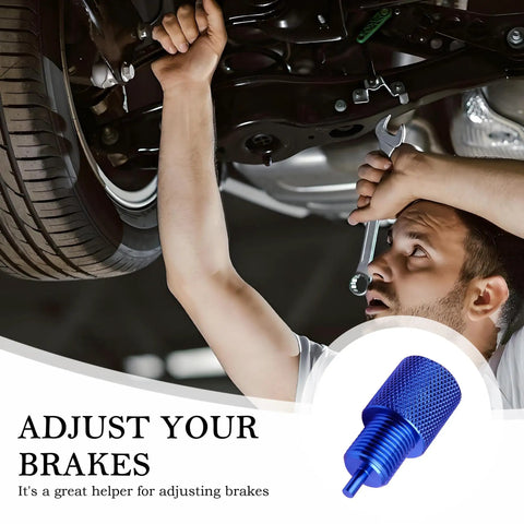 Man using a wrench with Heavy Duty Adjustable Proportioning Valve Bleeder Tool Rock Solid Aluminum Brake Bleeder Kit.