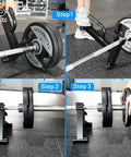 Deadlift Jack Barbell Stand For Easy Plate Loading And Unloading Up To 600 Pounds Carbon Steel Construction Black Powder Coat Home Gym Back Saver Must Have For Deadlifts And Weight Training in use for lifting barbell.