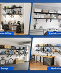 Two Pack 1x6ft Perforated Garage Shelving System With Beefy Duty Wall Shelves 1400 Lbs Total Load 700 Lbs Per Tier Two 1x3 Ft Shelves Per Tier Easy Mount Great For Quick No Nonsense Garage Organization in garage, office, laundry, workshop