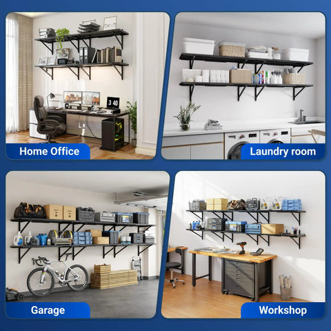 Two Pack 1x6ft Perforated Garage Shelving System With Beefy Duty Wall Shelves 1400 Lbs Total Load 700 Lbs Per Tier Two 1x3 Ft Shelves Per Tier Easy Mount Great For Quick No Nonsense Garage Organization in garage, office, laundry, workshop