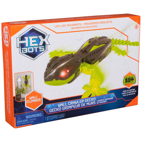 Packaging of Wall Crawling Gecko Robot With Remote Control Realistic Creepy Crawly Action That Climbs Walls Rechargeable Toy For Kids Ages Four And Up Prank Ready Indoor Climber A Fun Interactive Toy For Boys And Girls.
