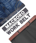 Mechanic Belt For Men No Scratch TSA Approved Non Metal Hypoallergenic Black Leather Buckleless Belt with trousers