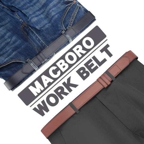 Mechanic Belt For Men No Scratch TSA Approved Non Metal Hypoallergenic Black Leather Buckleless Belt with trousers