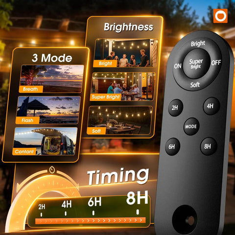 54 Foot Solar String Lights Outdoor Waterproof With USB Charging And Remote Control Dimmable Patio Lights Remote Control Display