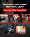 Industries benefiting from Recycled White Fleece Rags 50 Lb Box For Cleaning And Polishing Auto Home And Workshop Low Lint.