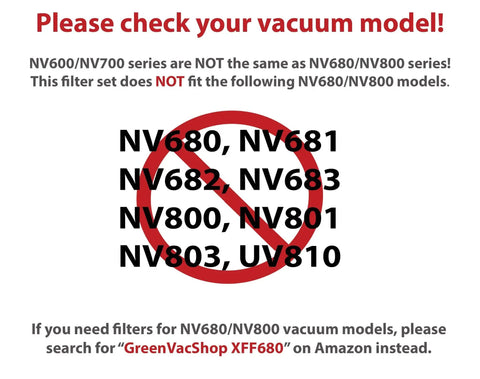 Mega Pro Grade Must Have All In One Replacement Filter Kit does not fit Shark NV680 NV800 models, search GreenVacShop XFF680