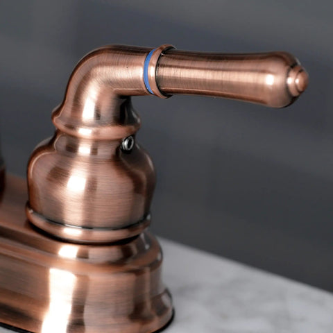 Close-up of Magellan Antique Copper Bar Faucet with solid brass build, classic vintage style for home bar setup and beverage prep.
