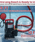 Tough As Nails Automatic Submersible Sump Pump With Float Switch Dumps Basements Fast Works Like A Charm Includes 10 Ft Hose, shown in water with 25 ft power cord.