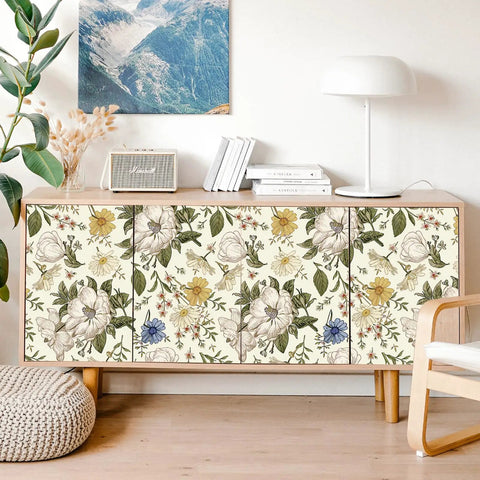 Vintage Floral Peel And Stick Wallpaper For Walls And Cabinets Removable Vinyl Peonies In Bedrooms Nurseries And Girls Rooms 17.7 Inches Wide By 118 Inches Long Self Adhesive Contact Paper on cabinet