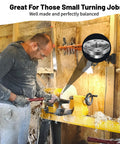Heavy Duty Three Inch Steel Wood Lathe Faceplate With 1-1/4 X 8 Tpi Thread And Twelve Bolt Holes in use on wood lathe
