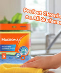 MacroMax microfiber cleaning cloths, 4-pack in assorted colors in clear packaging.