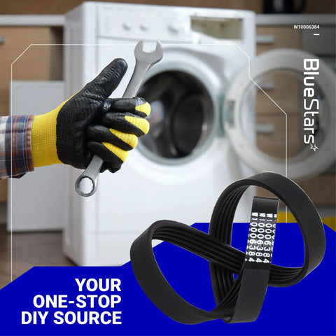 Washer Drive Belt Replacement For Whirlpool Maytag Kenmore Top Load Washers Durable Belt That Replaces WPW10006384 WPW10006384VP PS11747978 AP6014712 Easy Install Precise Fit Long Lasting Performance, black rubber belt with wrench