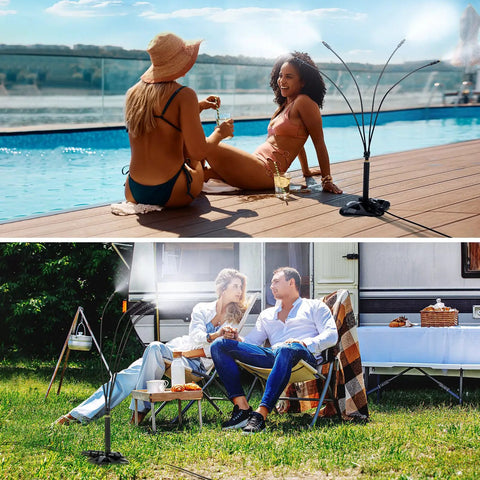 Outdoor Patio Standing Misters Portable Misting System For Cooling Your Yard 26.5 Foot Mist Line by pool and garden