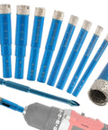 Diamond Drill Bit Set 9 Piece Blue Dry Diamond Bits For Porcelain Tile Ceramic Glass Granite Concrete Pro Grade Precision Drilling
