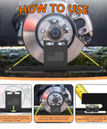 Using Heavy Duty Tire Alignment Tool Upgraded Automotive Alignment Kit on a vehicle with precision tape measure for setup.