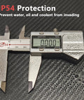 Go-To Carbide-Tipped Calipers With Stainless Steel Body, Electronic Vernier Caliper With LCD Display, 8 Inch, showing IP54 protection