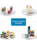 14.5 Inch Lazy Susan Organizer Set Of 2 Large Turntables For Cabinets Or Pantries With Smooth Ball Bearing Rotation, Clear