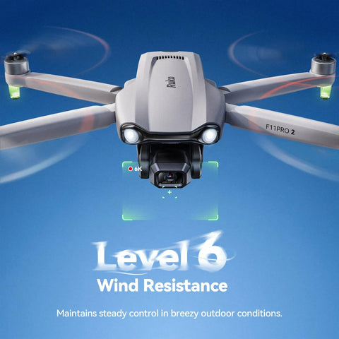 F11PRO 2 Drone With 6K Camera And 3 Axis Gimbal Stabilizer displaying Level 6 wind resistance capabilities in flight