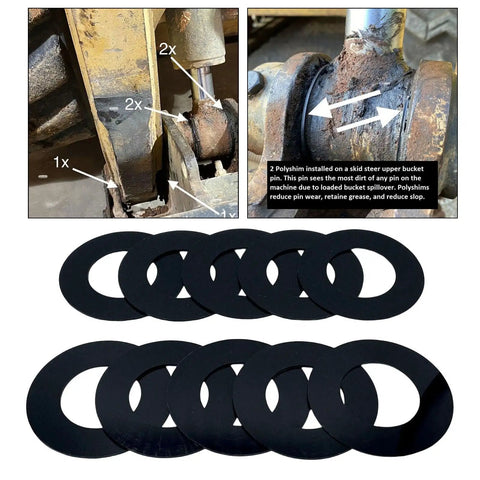 40mm Bucket Pin Shim Kit Set 10 Pack Fits WB93 WB97 WB140 WB150 Heavy Equipment Replacement Washers Spacers for skid steer bucket pins
