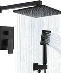 Shower System With Rain Shower Head And Handheld Shower Valve And Trim Kit In Matte Black, CUPC Certified
