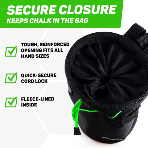 Chalk Bag For Rock Climbing And Multi Purpose Training Gear with secure closure and quick-clip belt features