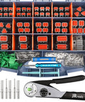 Deutsch DT Connector Kit IP68 Waterproof All In One with 2-12 pin connectors, crimp tool, pins, seals, and removal tools in storage case.