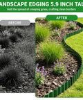 Before and after of a garden with Flexible Landscape Edging Kit 59 Feet With 16 Extra Long Stakes 6 Inch Tall Plastic Border