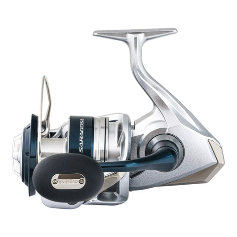 Infinity Drive Saltwater Fishing Reel With 30 Percent More Winding Torque And Ultra Smooth Rotation High Gear Quick Line Retrieve Power Like A PG X Protect Shield For Big Game, angled view.